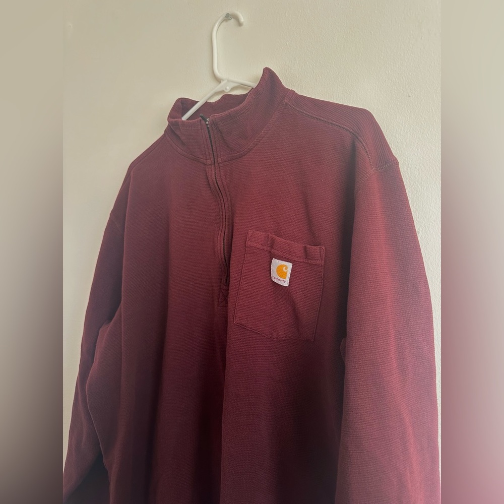 Carhartt 1/4 Zip Pullover Sweater Red Size 2XL - Picture 2 of 5